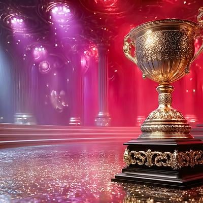 ライトアップされた優勝トロフィーの素材
