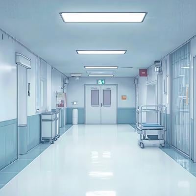 手術室につながる病院の廊下の写真