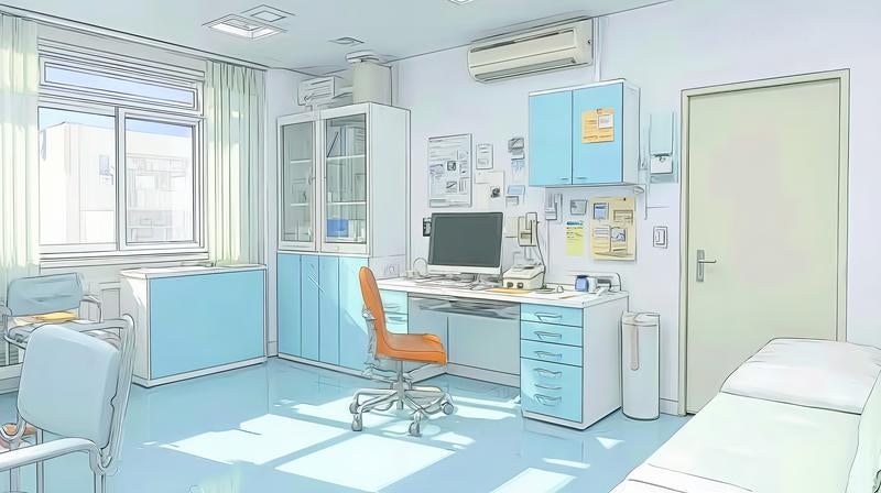 水色を基調とした清潔感のある診察室の写真