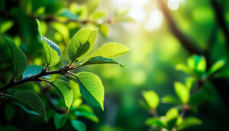 日差しを受ける新緑の若葉