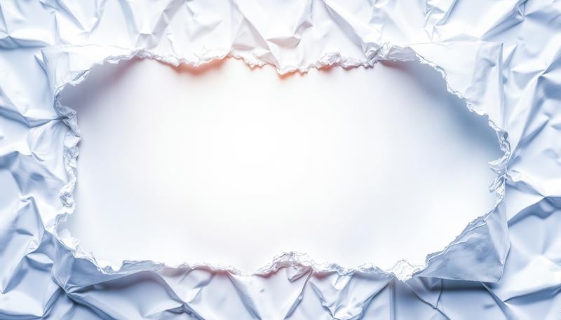 くしゃくしゃの白い紙で囲んだフレーム