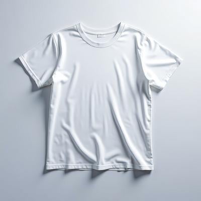 平置きされた白い無地のTシャツの写真