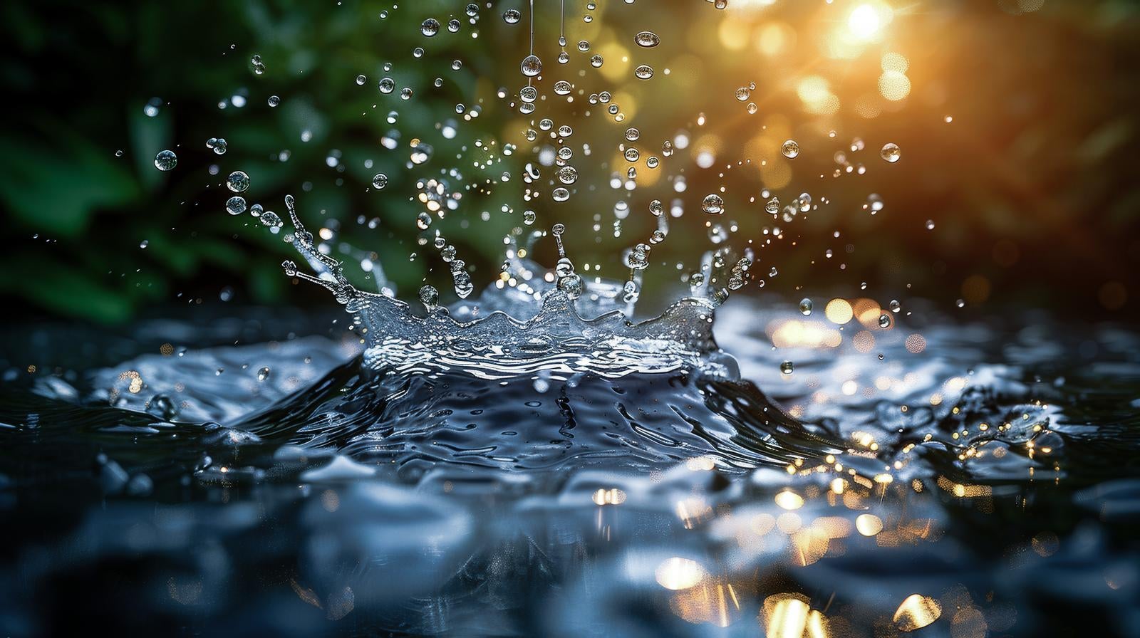 「水面に跳ねる水滴が織りなす幻想的なスプラッシュショット」の写真