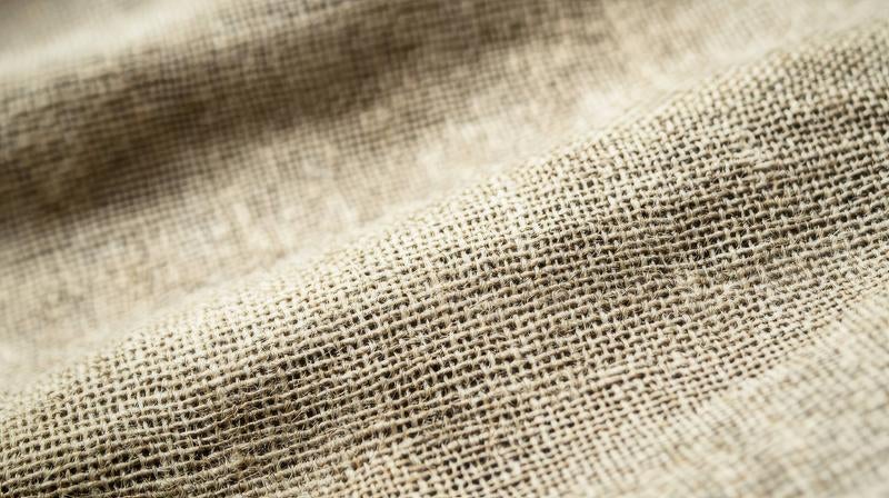 手織り風麻布の立体的な織り目の写真
