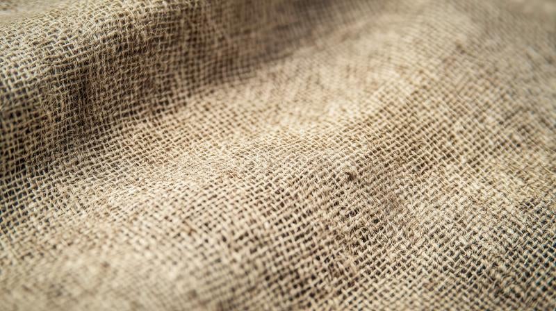 Natural Hemp Fiber Fabric Background with Prominent Coarse Weave Texture - Eco-Friendly