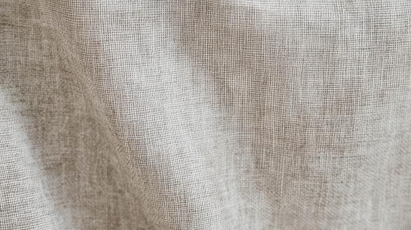 ベージュ色のリネン風布地の細かな織り目をクローズアップ