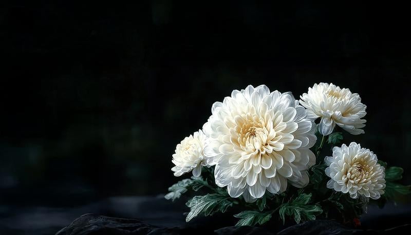 弔意を示す供花の写真