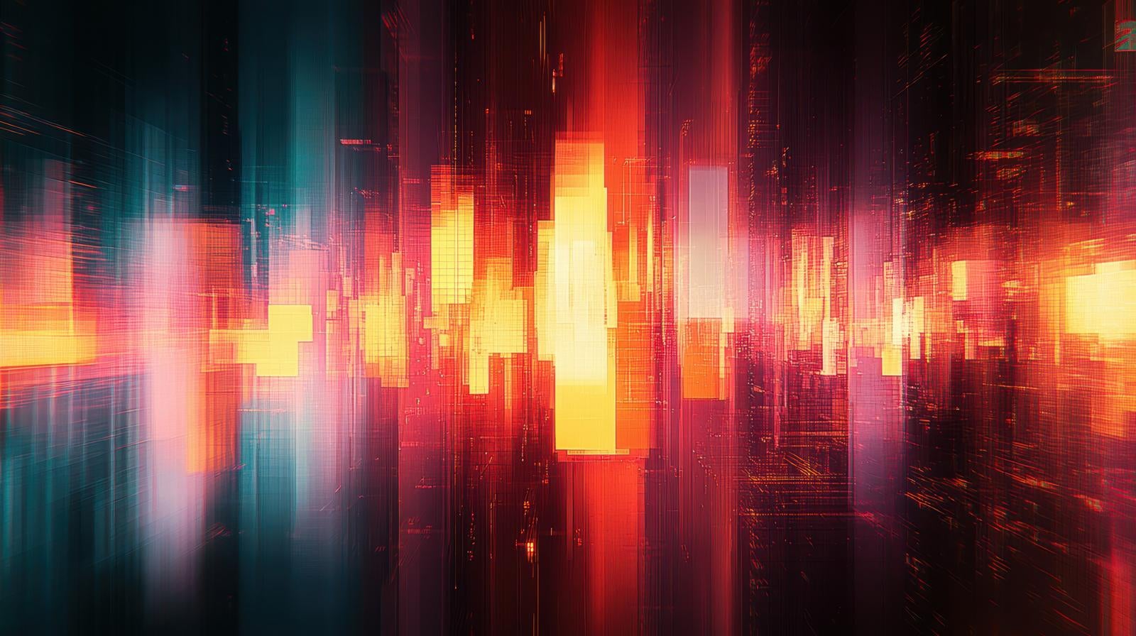 「何かが始まりそうなデジタル空間の赤い光線」の写真