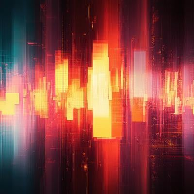 何かが始まりそうなデジタル空間の赤い光線の写真