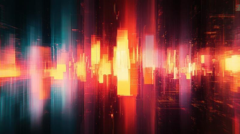 何かが始まりそうなデジタル空間の赤い光線の写真