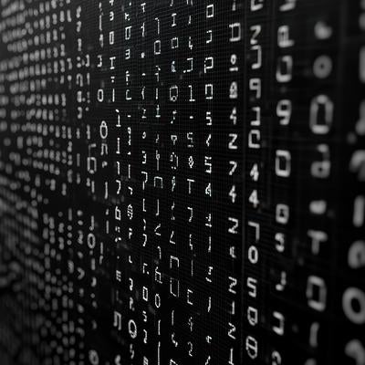 デジタル暗号化システム風のコードとバイナリ数字の配列の写真