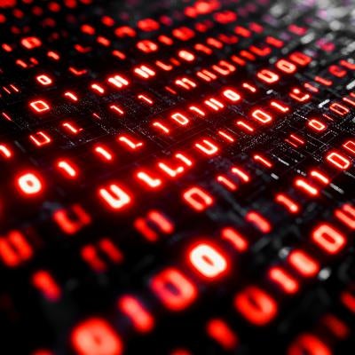 バイナリコードが走るサイバーインターフェースの素材