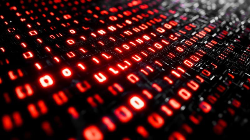 バイナリコードが走るサイバーインターフェースの写真