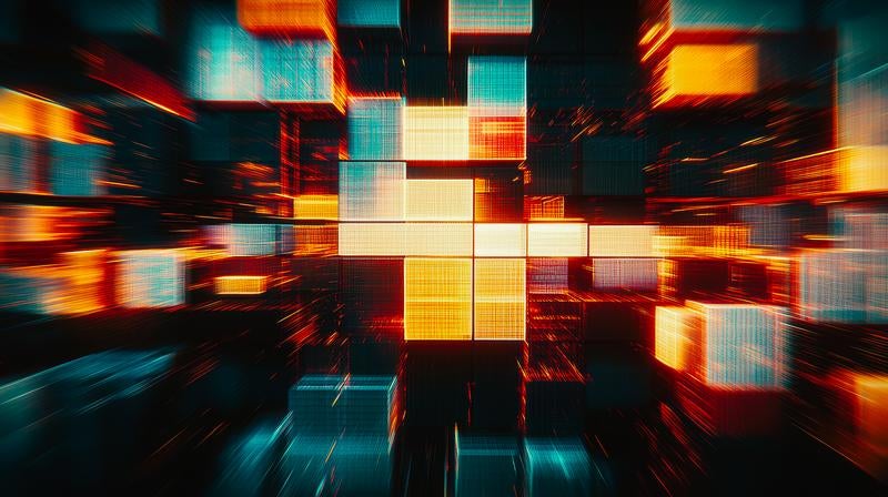 立体キューブが描くデジタルワールドの写真