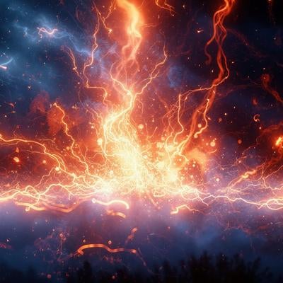 夜空を支配するエネルギーの奔流の写真