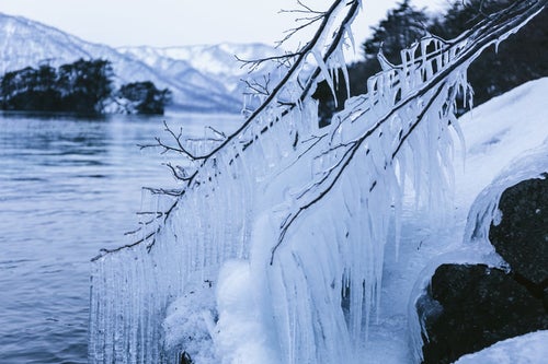 十和田湖のしぶき氷の写真