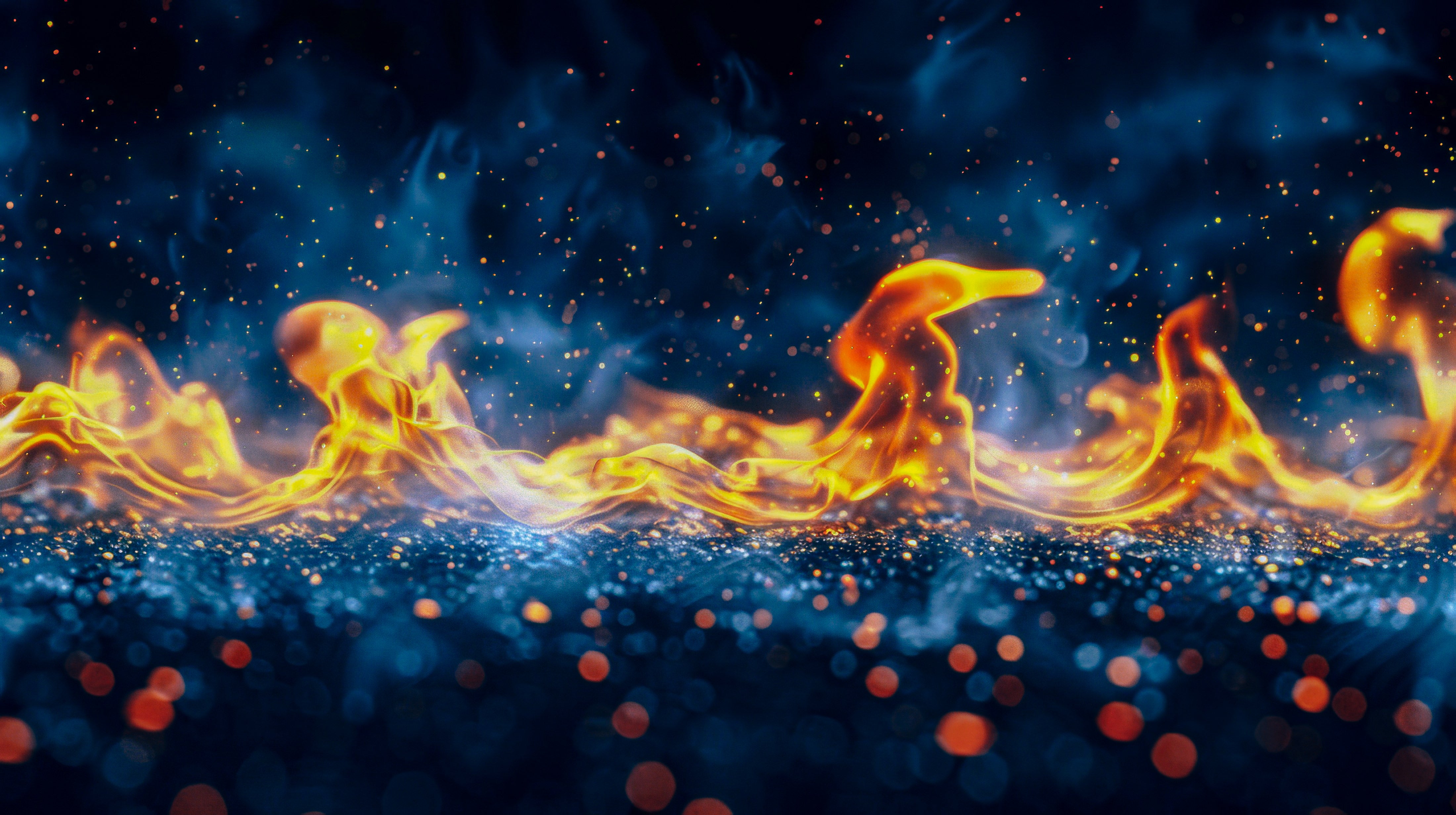 青とオレンジ色にゆらめく炎のエフェクト - ぱくたそ