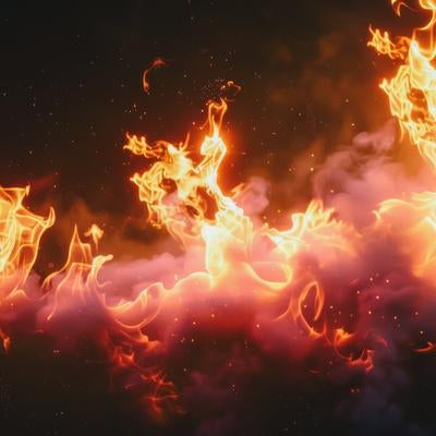 メラメラと燃える火炎の写真