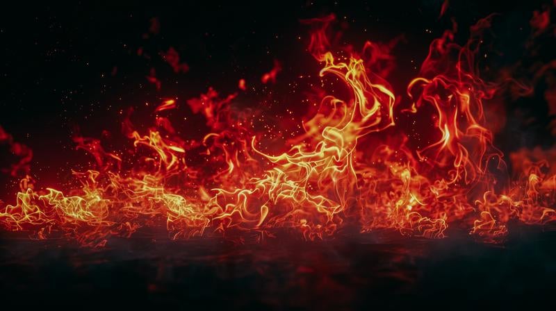 燃え続ける炎の様子の写真