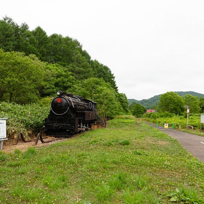 東明駅に保存されている4110形式十輪連結タンク機関車2号の写真