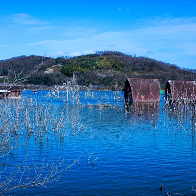 水没した錆びたペンションの写真