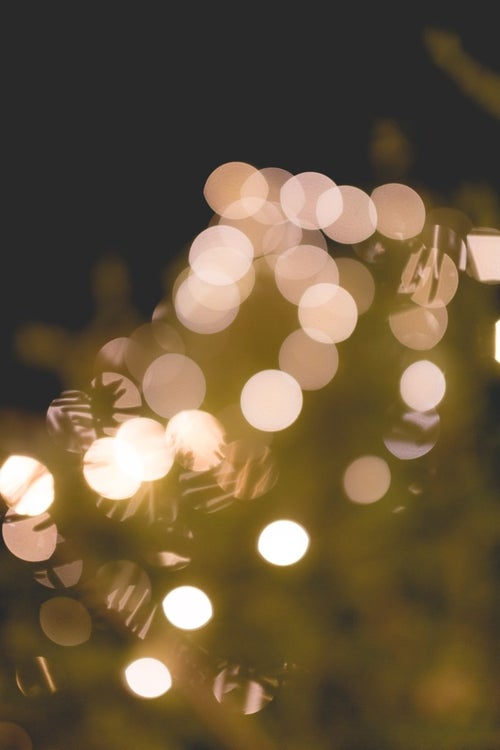 クリスマスツリーと装飾の光の写真