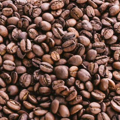 敷き詰めたコーヒー豆の写真