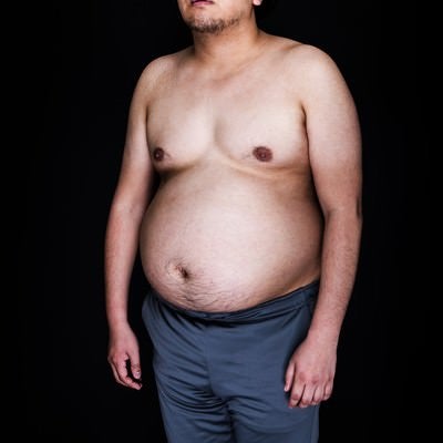 肉体改造を妄想中の肥満児の写真
