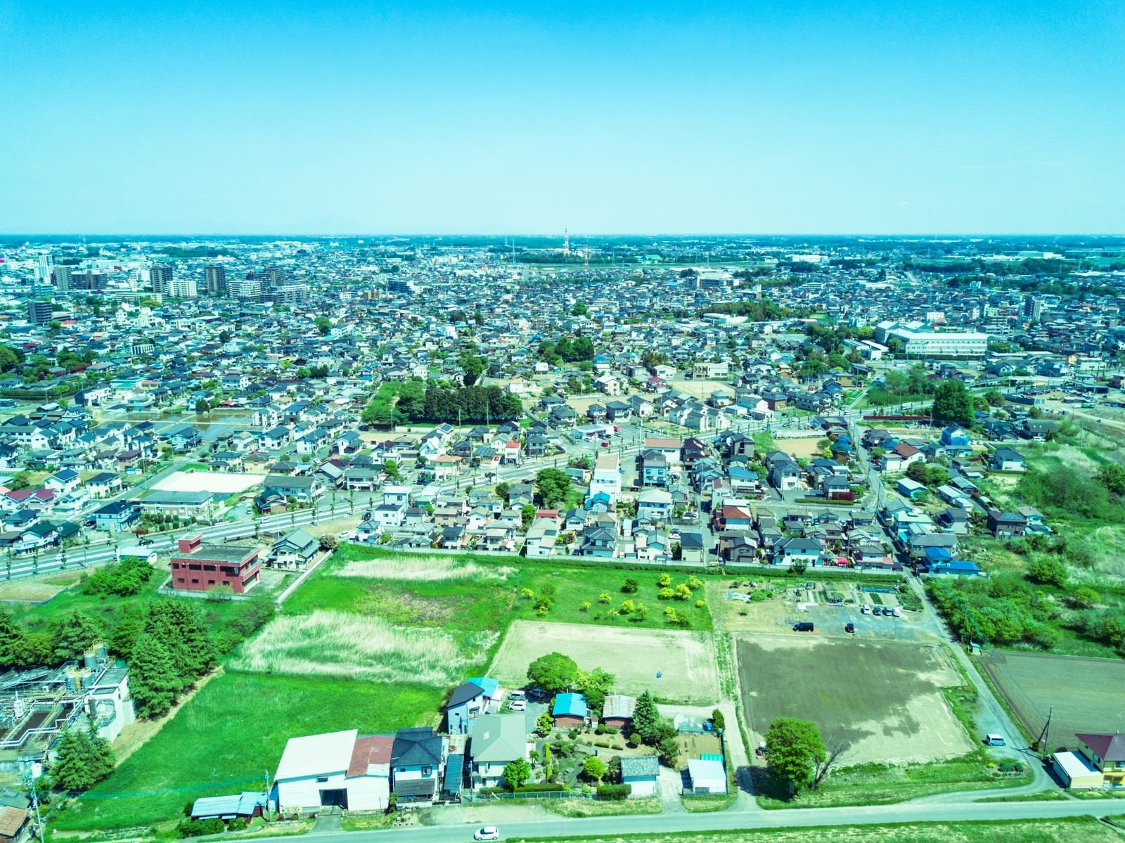 「上空100m付近の街並み」の写真