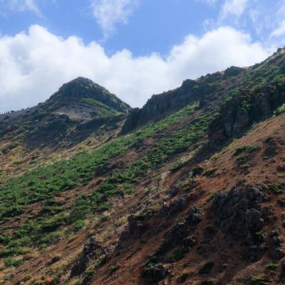 安達太良山の山肌に見る自然の力と美の写真
