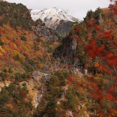 沼尻ルートの紅葉が彩る湯畑周辺の素材