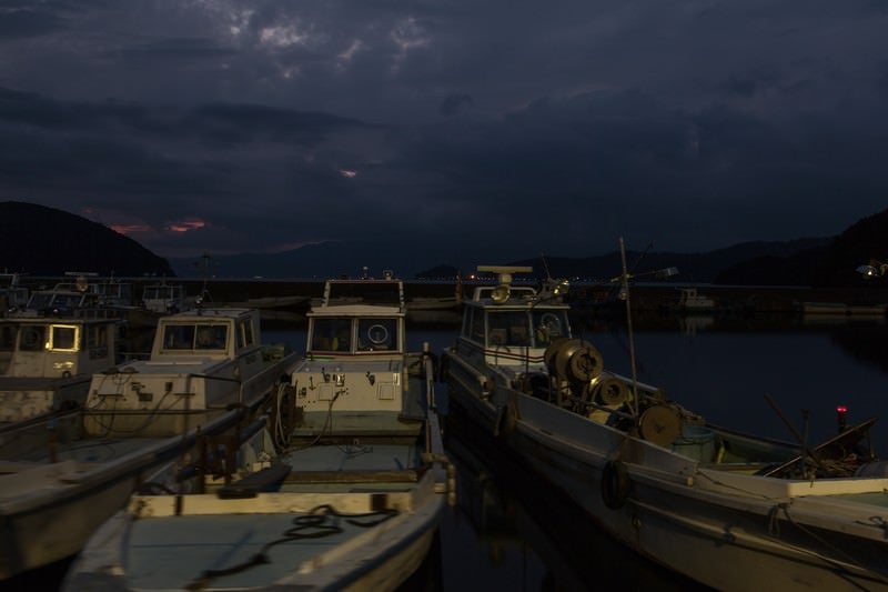 夜の港の写真