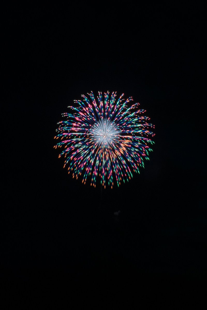 玉虫色の打上花火の写真