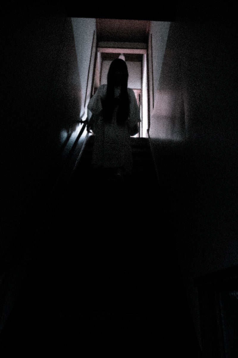 「不気味な人影が階段を降りてくる」の写真