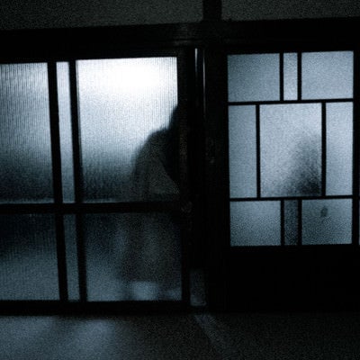 暗い部屋に入ろうとする人影の写真