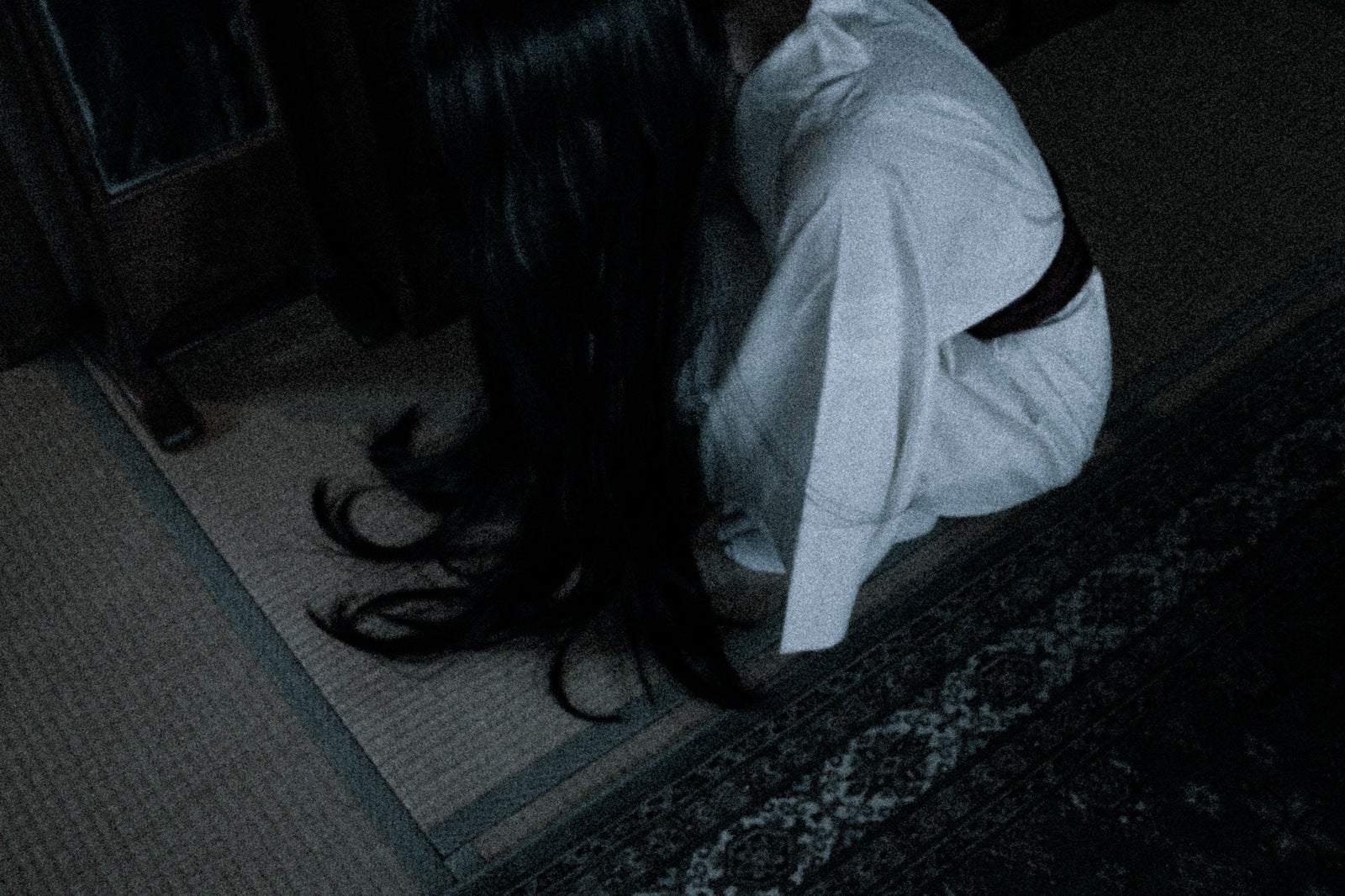 「長い髪の幽霊の隠された恐怖の物語」の写真［モデル：緋真煉］