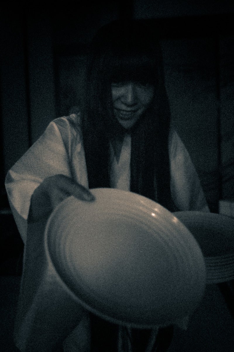 「お皿に取りつかれた幽霊」の写真［モデル：緋真煉］