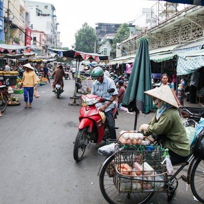 ベトナムホーチミンのマーケットの風景の写真
