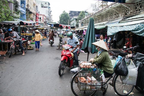 ベトナムホーチミンのマーケットの風景の写真