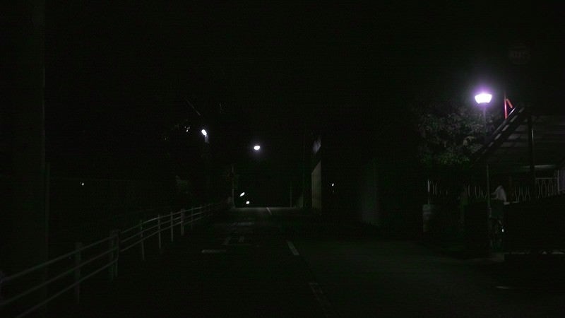 街灯があっても暗い夜道の写真