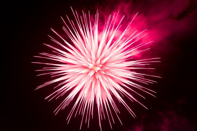 ピントリングを回して撮影したイソギンチャク花火の写真