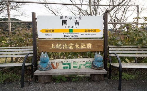 風そよぐ駅「国吉駅」の駅名標の写真