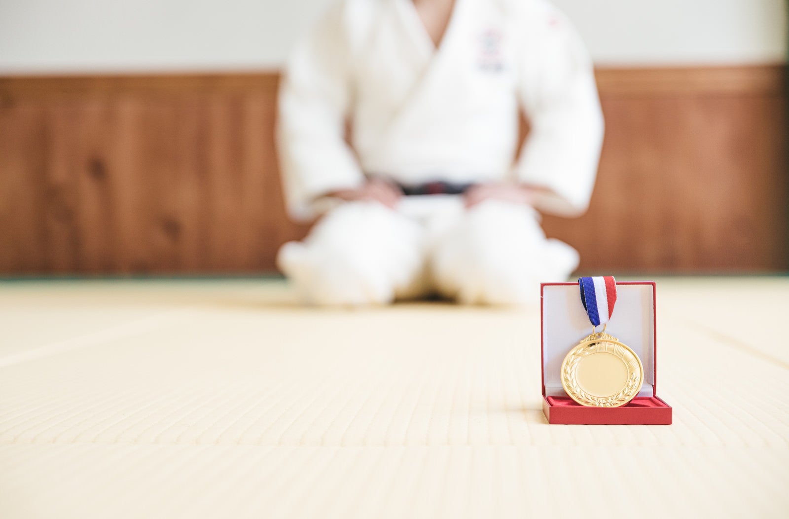 「金メダルと柔道場」の写真
