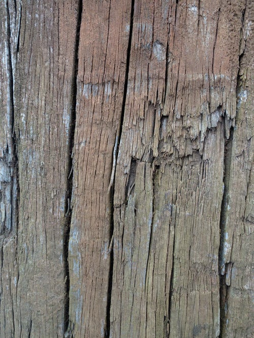 ヒビの入った木材（テクスチャ）の写真