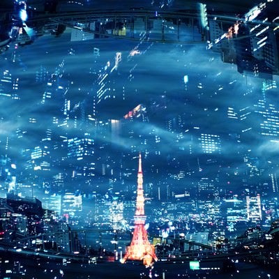 東京タワーの灯（フォトモンタージュ）の写真