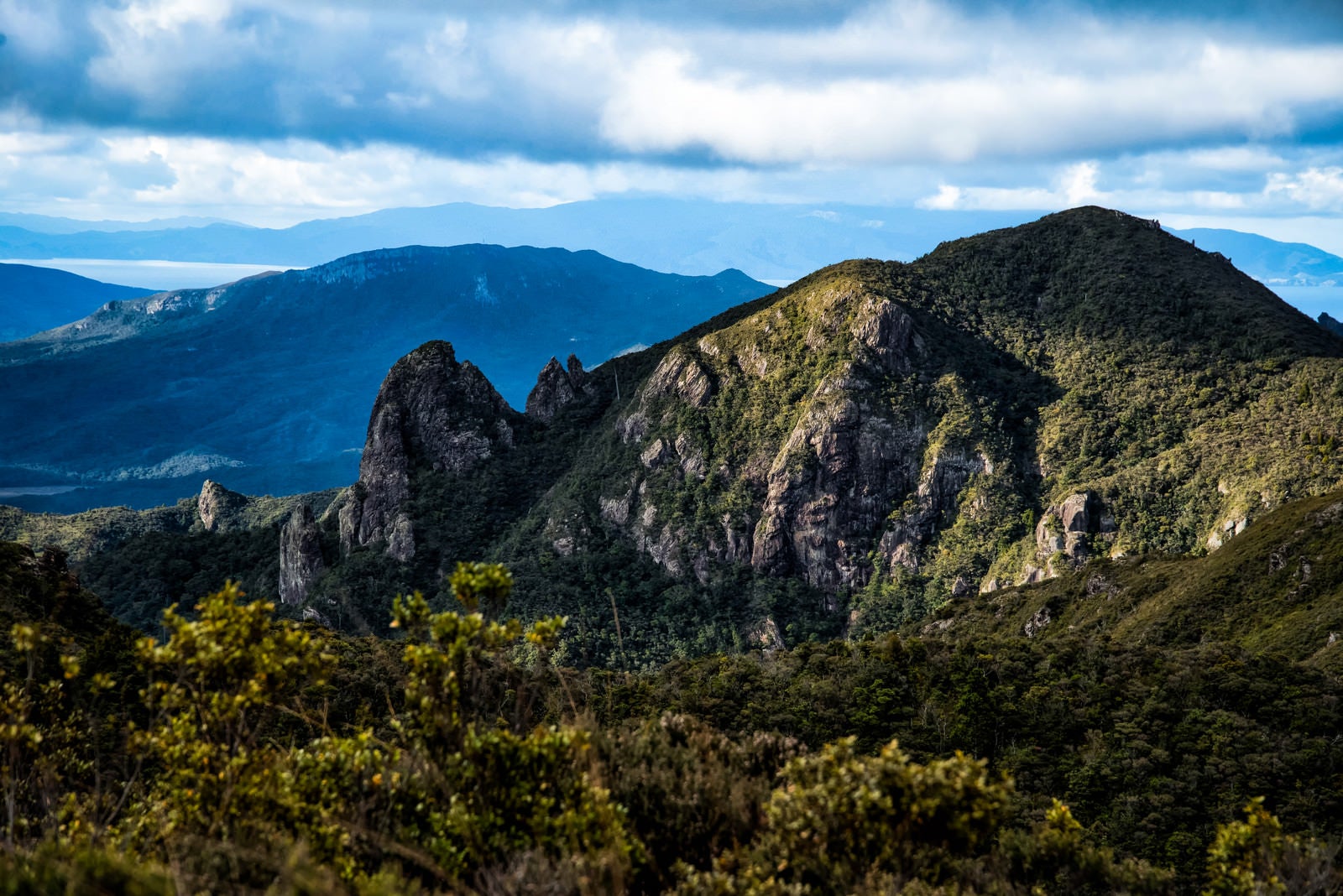 「ウィンディキャニオンの剥き出しの岩壁（ニュージーランド）」の写真