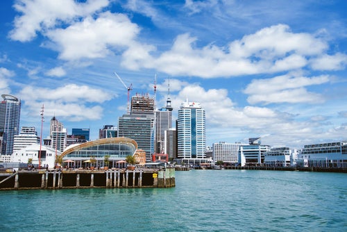 オークランド港から見た景色（ニュージーランド）の写真