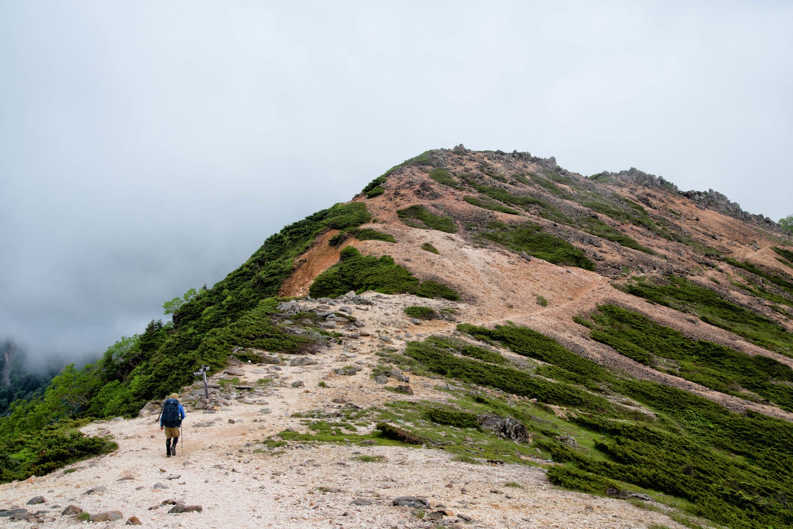 「天狗岳の稜線を歩く登山者（八ヶ岳連峰）」の写真