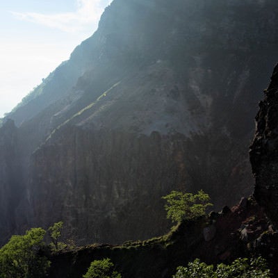 断崖の爆裂火口（硫黄岳）の写真