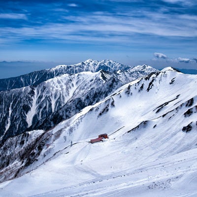 残雪の稜線（中央アルプス）の写真